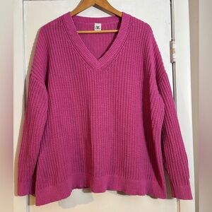 Sew In Love Fuchsia V-Neck Knit Sweater